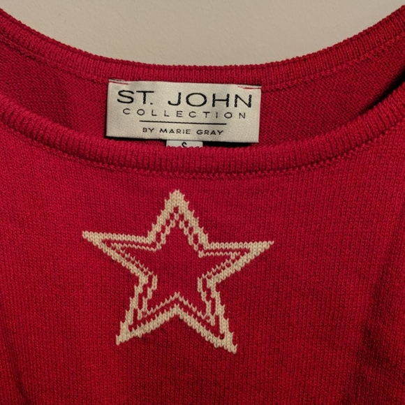 St. John Red Sleeveless Top with Star Detail - Picture 2 of 6